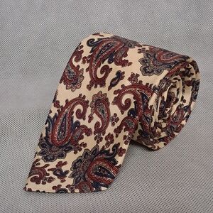 Robert Talbott Silk Necktie Gold Paisley Hand Sewn for Nordstroms 56" x 3"